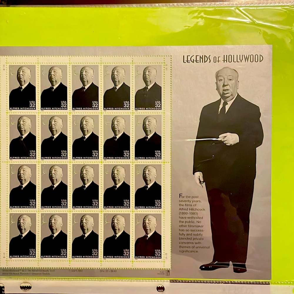 Alfred Hitchcock  “Legends of Hollywood” stamps.